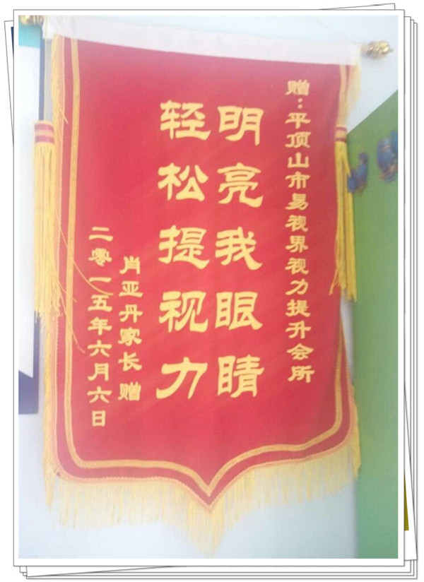 易視界榮獲家長贈(zèng)送的錦旗
